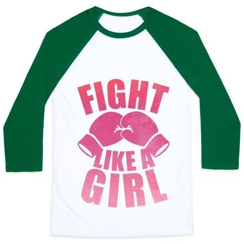 Virgin Teez  Baseball Tee Unisex Classic Baseball Tee / x-small / White/Dark Green FIGHT LIKE A GIRL UNISEX CLASSIC BASEBALL TEE