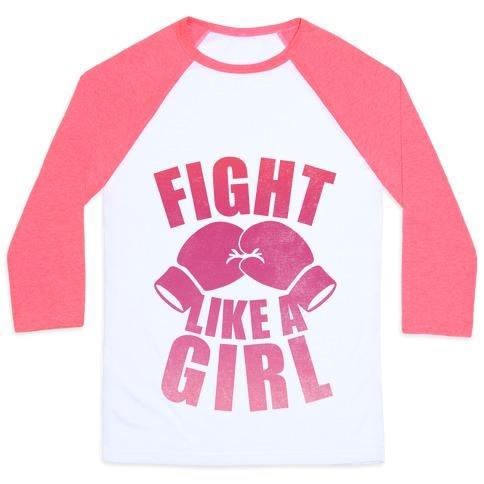 Virgin Teez  Baseball Tee Unisex Classic Baseball Tee / x-small / White/Neon Pink FIGHT LIKE A GIRL UNISEX CLASSIC BASEBALL TEE