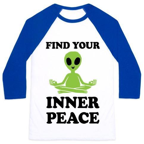 Virgin Teez  Baseball Tee Unisex Classic Baseball Tee / x-small / White/Blue FIND YOUR INNER PEACE UNISEX CLASSIC BASEBALL TEE