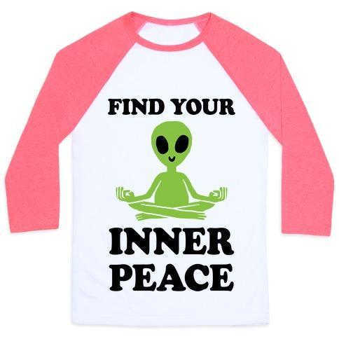 Virgin Teez  Baseball Tee Unisex Classic Baseball Tee / x-small / White/Neon Pink FIND YOUR INNER PEACE UNISEX CLASSIC BASEBALL TEE