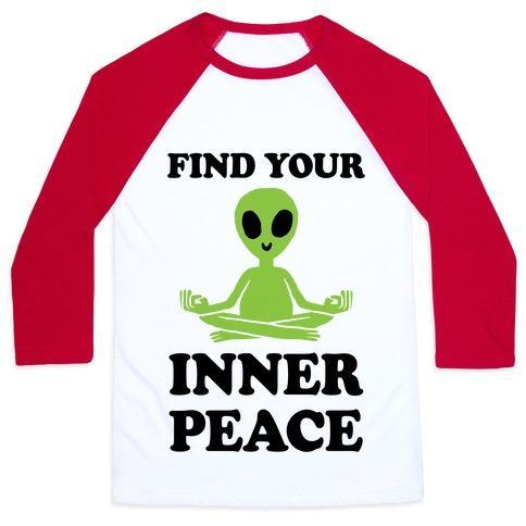Virgin Teez  Baseball Tee Unisex Classic Baseball Tee / x-small / White/Red FIND YOUR INNER PEACE UNISEX CLASSIC BASEBALL TEE