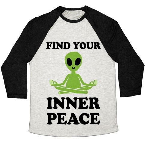 Virgin Teez  Baseball Tee Unisex Tri-Blend Baseball Tee / small / Oatmeal / Black FIND YOUR INNER PEACE UNISEX TRI-BLEND BASEBALL TEE