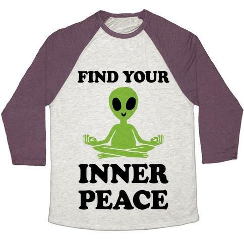 Virgin Teez  Baseball Tee Unisex Tri-Blend Baseball Tee / small / Oatmeal / Maroon FIND YOUR INNER PEACE UNISEX TRI-BLEND BASEBALL TEE
