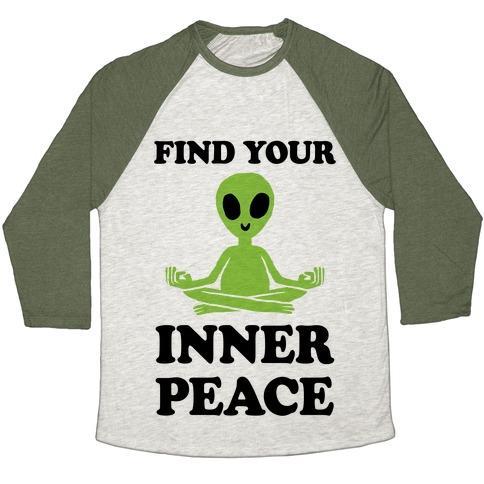 Virgin Teez  Baseball Tee Unisex Tri-Blend Baseball Tee / small / Oatmeal / Moss FIND YOUR INNER PEACE UNISEX TRI-BLEND BASEBALL TEE
