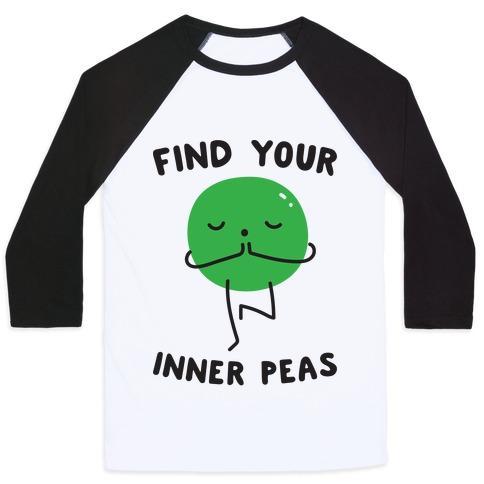 Virgin Teez  Baseball Tee Unisex Classic Baseball Tee / x-small / White/Black FIND YOUR INNER PEAS UNISEX CLASSIC BASEBALL TEE