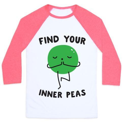 Virgin Teez  Baseball Tee Unisex Classic Baseball Tee / x-small / White/Neon Pink FIND YOUR INNER PEAS UNISEX CLASSIC BASEBALL TEE