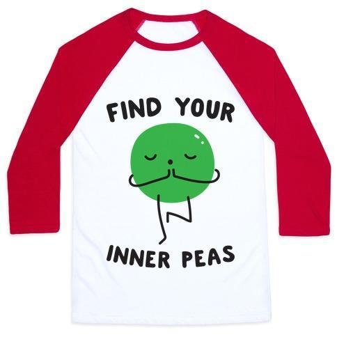 Virgin Teez  Baseball Tee Unisex Classic Baseball Tee / x-small / White/Red FIND YOUR INNER PEAS UNISEX CLASSIC BASEBALL TEE