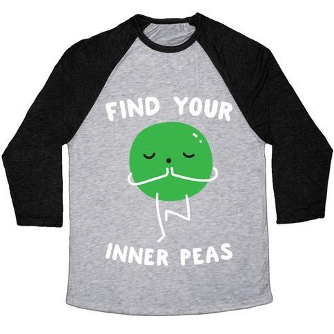 Virgin Teez  Baseball Tee Unisex Tri-Blend Baseball Tee / small / Athletic Gray / Black FIND YOUR INNER PEAS UNISEX TRI-BLEND BASEBALL TEE