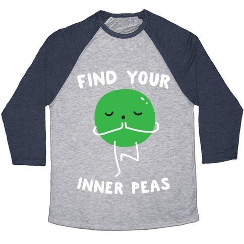 Virgin Teez  Baseball Tee Unisex Tri-Blend Baseball Tee / small / Athletic Gray / Navy FIND YOUR INNER PEAS UNISEX TRI-BLEND BASEBALL TEE