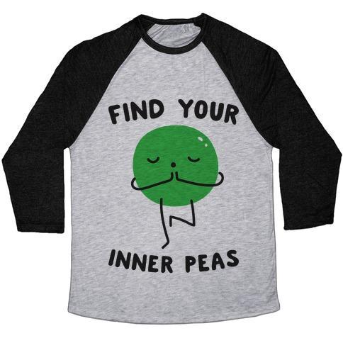 Virgin Teez  Baseball Tee Unisex Tri-Blend Baseball Tee / small / Athletic Gray / Black FIND YOUR INNER PEAS UNISEX TRI-BLEND BASEBALL TEE