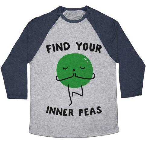 Virgin Teez  Baseball Tee Unisex Tri-Blend Baseball Tee / small / Athletic Gray / Navy FIND YOUR INNER PEAS UNISEX TRI-BLEND BASEBALL TEE