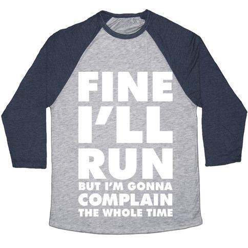 Virgin Teez  Baseball Tee Unisex Tri-Blend Baseball Tee / small / Athletic Gray / Navy FINE I'LL RUN UNISEX TRI-BLEND BASEBALL TEE