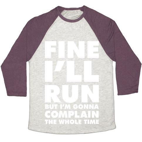 Virgin Teez  Baseball Tee Unisex Tri-Blend Baseball Tee / small / Oatmeal / Maroon FINE I'LL RUN UNISEX TRI-BLEND BASEBALL TEE