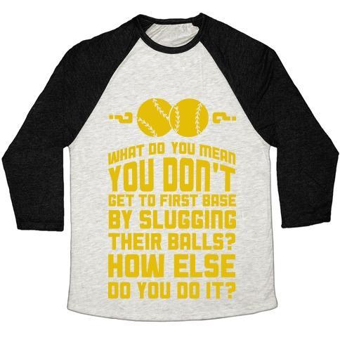 Virgin Teez  Baseball Tee Unisex Tri-Blend Baseball Tee / small / Oatmeal / Black FIRST BASE UNISEX TRI-BLEND BASEBALL TEE