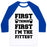 Virgin Teez  Baseball Tee Unisex Classic Baseball Tee / x-small / White/Blue FIRST THINGS FIRST I'M THE FITTEST UNISEX CLASSIC BASEBALL TEE