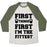 Virgin Teez  Baseball Tee Unisex Tri-Blend Baseball Tee / small / Oatmeal / Moss FIRST THINGS FIRST I'M THE FITTEST UNISEX TRI-BLEND BASEBALL TEE