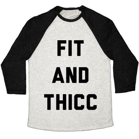 Virgin Teez  Baseball Tee Unisex Tri-Blend Baseball Tee / small / Oatmeal / Black FIT AND THICC UNISEX TRI-BLEND BASEBALL TEE