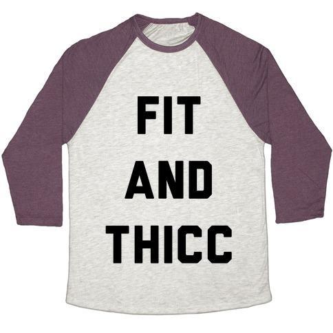 Virgin Teez  Baseball Tee Unisex Tri-Blend Baseball Tee / small / Oatmeal / Maroon FIT AND THICC UNISEX TRI-BLEND BASEBALL TEE