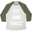 Virgin Teez  Baseball Tee Unisex Tri-Blend Baseball Tee / small / Oatmeal / Moss FIT AND THICC WHITE PRINT UNISEX TRI-BLEND BASEBALL TEE