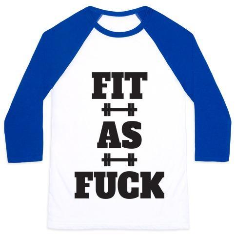 Virgin Teez  Baseball Tee Unisex Classic Baseball Tee / x-small / White/Blue FIT AS F*** (TANK) UNISEX CLASSIC BASEBALL TEE