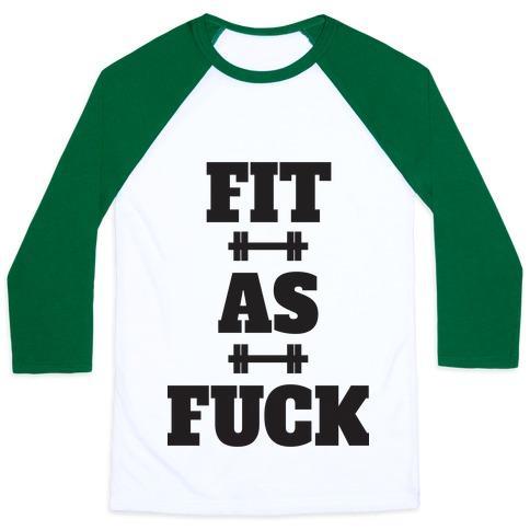 Virgin Teez  Baseball Tee Unisex Classic Baseball Tee / x-small / White/Dark Green FIT AS F*** (TANK) UNISEX CLASSIC BASEBALL TEE