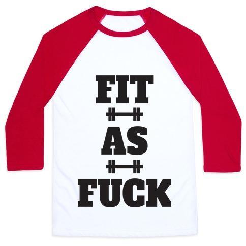 Virgin Teez  Baseball Tee Unisex Classic Baseball Tee / x-small / White/Red FIT AS F*** (TANK) UNISEX CLASSIC BASEBALL TEE