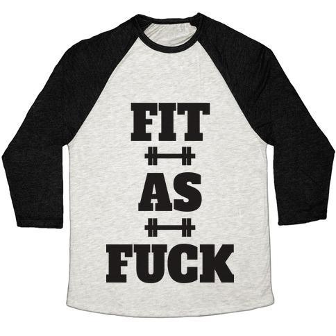 Virgin Teez  Baseball Tee Unisex Tri-Blend Baseball Tee / small / Oatmeal / Black FIT AS F*** (TANK) UNISEX TRI-BLEND BASEBALL TEE