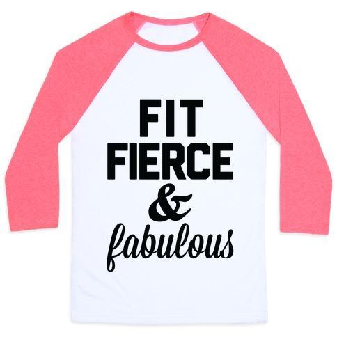 Virgin Teez  Baseball Tee Unisex Classic Baseball Tee / x-small / White/Neon Pink FIT FIERCE & FABULOUS UNISEX CLASSIC BASEBALL TEE