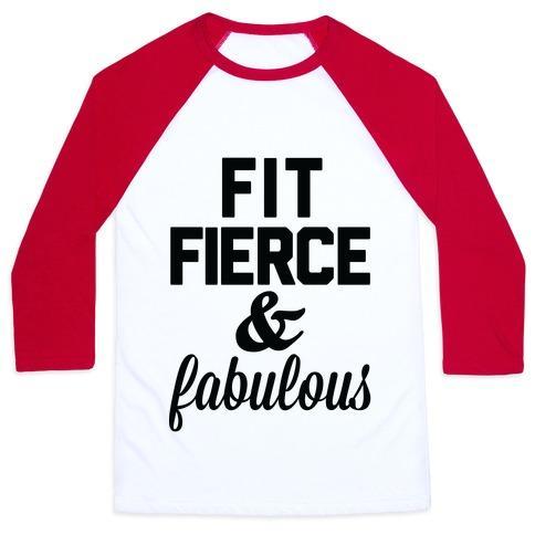 Virgin Teez  Baseball Tee Unisex Classic Baseball Tee / x-small / White/Red FIT FIERCE & FABULOUS UNISEX CLASSIC BASEBALL TEE