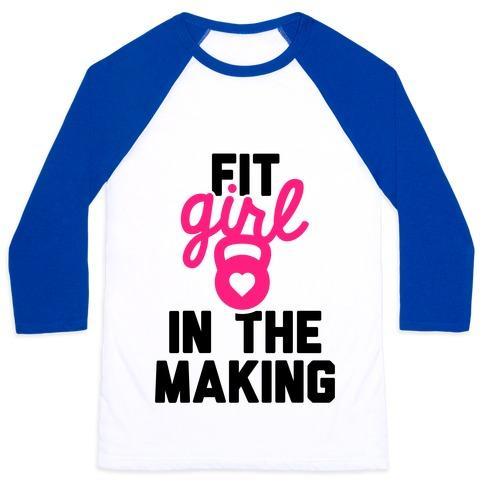 Virgin Teez  Baseball Tee Unisex Classic Baseball Tee / x-small / White/Blue FIT GIRL IN THE MAKING UNISEX CLASSIC BASEBALL TEE