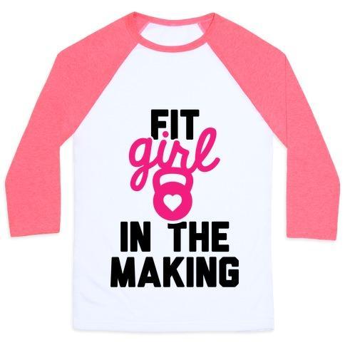 Virgin Teez  Baseball Tee Unisex Classic Baseball Tee / x-small / White/Neon Pink FIT GIRL IN THE MAKING UNISEX CLASSIC BASEBALL TEE