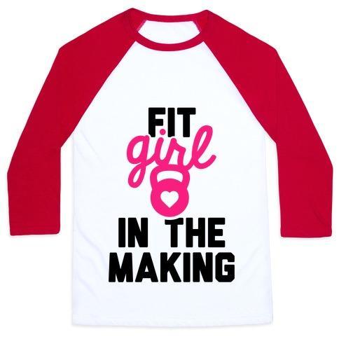 Virgin Teez  Baseball Tee Unisex Classic Baseball Tee / x-small / White/Red FIT GIRL IN THE MAKING UNISEX CLASSIC BASEBALL TEE