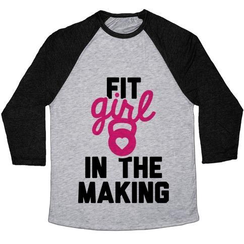 Virgin Teez  Baseball Tee Unisex Tri-Blend Baseball Tee / small / Athletic Gray / Black FIT GIRL IN THE MAKING UNISEX TRI-BLEND BASEBALL TEE