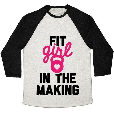 Virgin Teez  Baseball Tee Unisex Tri-Blend Baseball Tee / small / Oatmeal / Black FIT GIRL IN THE MAKING UNISEX TRI-BLEND BASEBALL TEE
