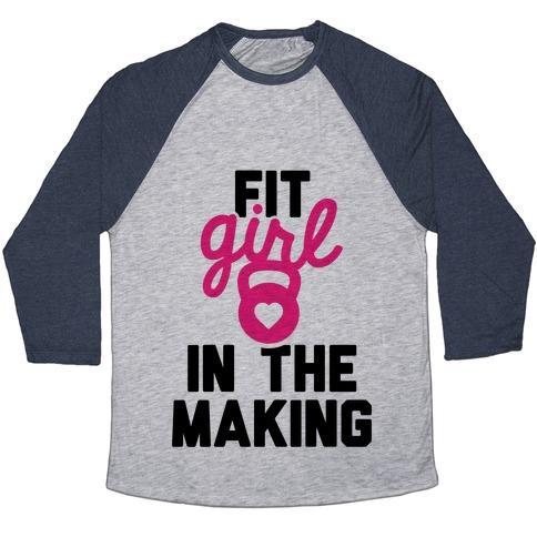 Virgin Teez  Baseball Tee Unisex Tri-Blend Baseball Tee / small / Athletic Gray / Navy FIT GIRL IN THE MAKING UNISEX TRI-BLEND BASEBALL TEE
