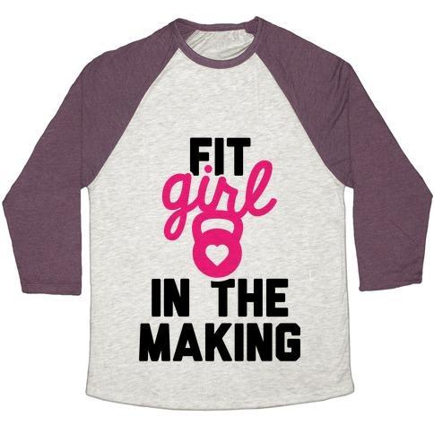 Virgin Teez  Baseball Tee Unisex Tri-Blend Baseball Tee / small / Oatmeal / Maroon FIT GIRL IN THE MAKING UNISEX TRI-BLEND BASEBALL TEE