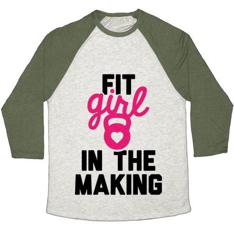 Virgin Teez  Baseball Tee Unisex Tri-Blend Baseball Tee / small / Oatmeal / Moss FIT GIRL IN THE MAKING UNISEX TRI-BLEND BASEBALL TEE