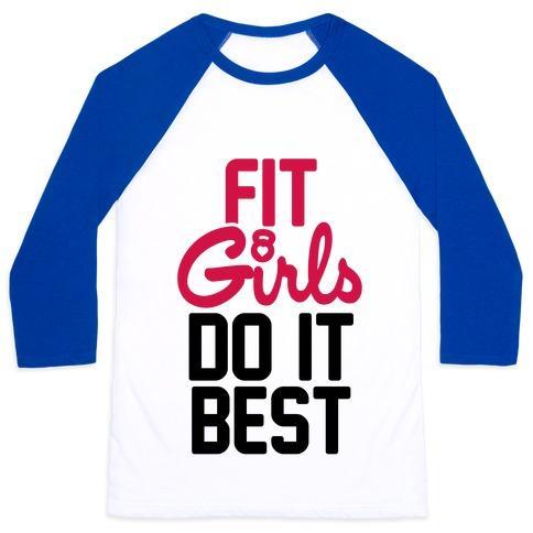 Virgin Teez  Baseball Tee Unisex Classic Baseball Tee / x-small / White/Blue FIT GIRLS DO IT BEST UNISEX CLASSIC BASEBALL TEE