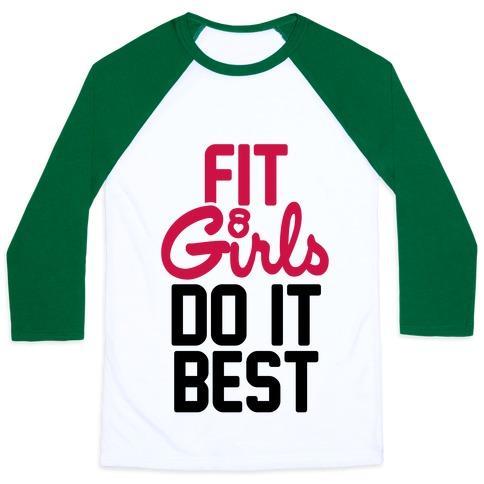 Virgin Teez  Baseball Tee Unisex Classic Baseball Tee / x-small / White/Dark Green FIT GIRLS DO IT BEST UNISEX CLASSIC BASEBALL TEE