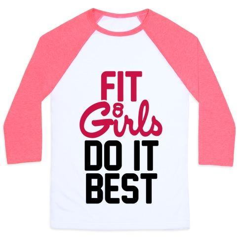 Virgin Teez  Baseball Tee Unisex Classic Baseball Tee / x-small / White/Neon Pink FIT GIRLS DO IT BEST UNISEX CLASSIC BASEBALL TEE