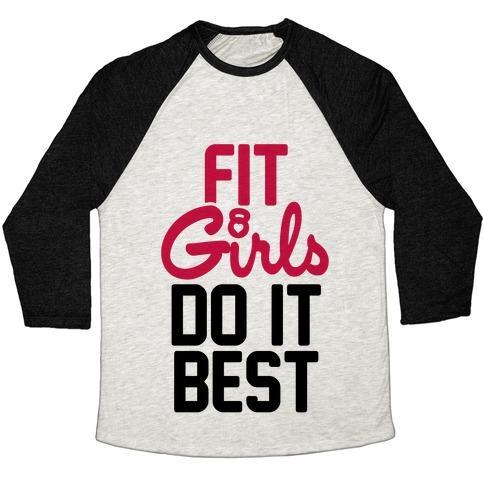 Virgin Teez  Baseball Tee Unisex Tri-Blend Baseball Tee / small / Oatmeal / Black FIT GIRLS DO IT BEST UNISEX TRI-BLEND BASEBALL TEE