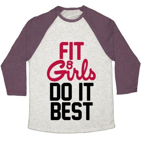 Virgin Teez  Baseball Tee Unisex Tri-Blend Baseball Tee / small / Oatmeal / Maroon FIT GIRLS DO IT BEST UNISEX TRI-BLEND BASEBALL TEE