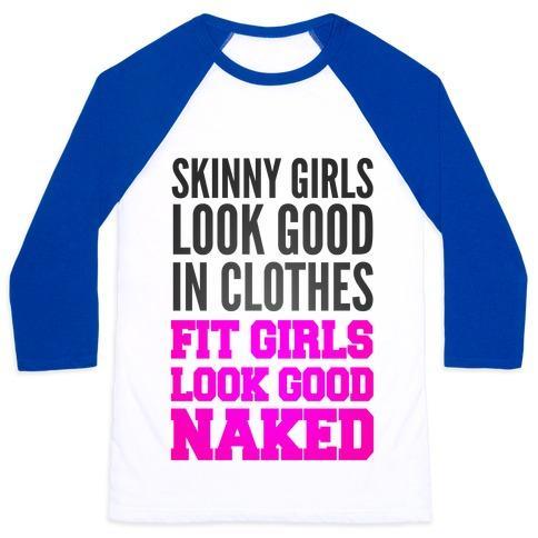 Virgin Teez  Baseball Tee Unisex Classic Baseball Tee / x-small / White/Blue FIT GIRLS LOOK GOOD NAKED (TANK) UNISEX CLASSIC BASEBALL TEE