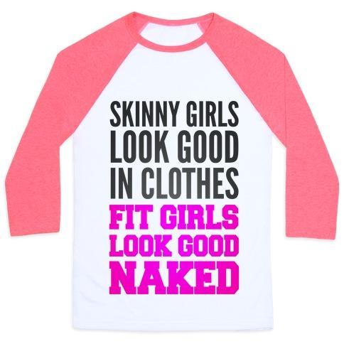 Virgin Teez  Baseball Tee Unisex Classic Baseball Tee / x-small / White/Neon Pink FIT GIRLS LOOK GOOD NAKED (TANK) UNISEX CLASSIC BASEBALL TEE