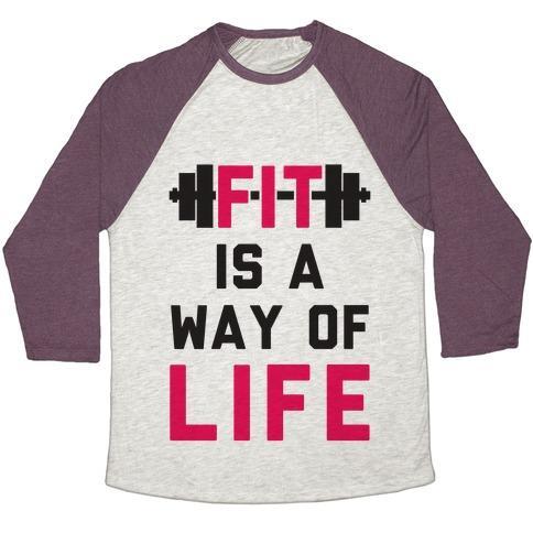 Virgin Teez  Baseball Tee Unisex Tri-Blend Baseball Tee / small / Oatmeal / Maroon FIT IS A WAY OF LIFE UNISEX TRI-BLEND BASEBALL TEE