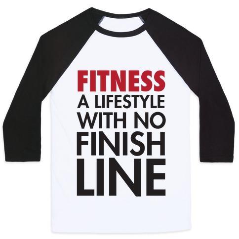 Virgin Teez  Baseball Tee Unisex Classic Baseball Tee / x-small / White/Black FITNESS: A LIFESTYLE WITH NO FINISHLINE UNISEX CLASSIC BASEBALL TEE