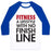 Virgin Teez  Baseball Tee Unisex Classic Baseball Tee / x-small / White/Blue FITNESS: A LIFESTYLE WITH NO FINISHLINE UNISEX CLASSIC BASEBALL TEE