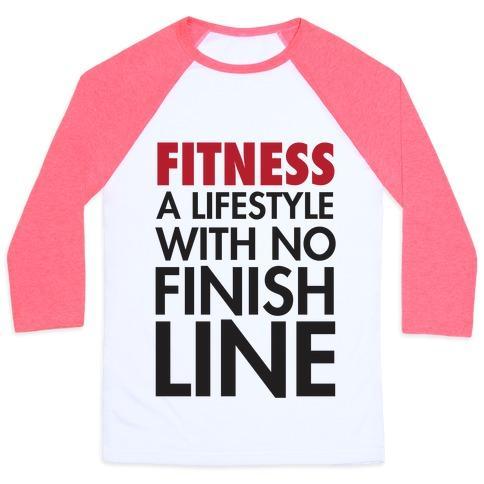 Virgin Teez  Baseball Tee Unisex Classic Baseball Tee / x-small / White/Neon Pink FITNESS: A LIFESTYLE WITH NO FINISHLINE UNISEX CLASSIC BASEBALL TEE