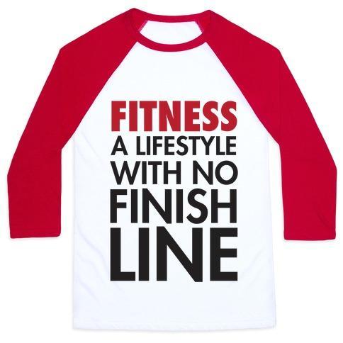 Virgin Teez  Baseball Tee Unisex Classic Baseball Tee / x-small / White/Red FITNESS: A LIFESTYLE WITH NO FINISHLINE UNISEX CLASSIC BASEBALL TEE