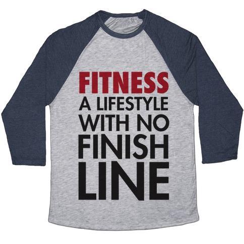 Virgin Teez  Baseball Tee Unisex Tri-Blend Baseball Tee / small / Athletic Gray / Navy FITNESS: A LIFESTYLE WITH NO FINISHLINE UNISEX TRI-BLEND BASEBALL TEE